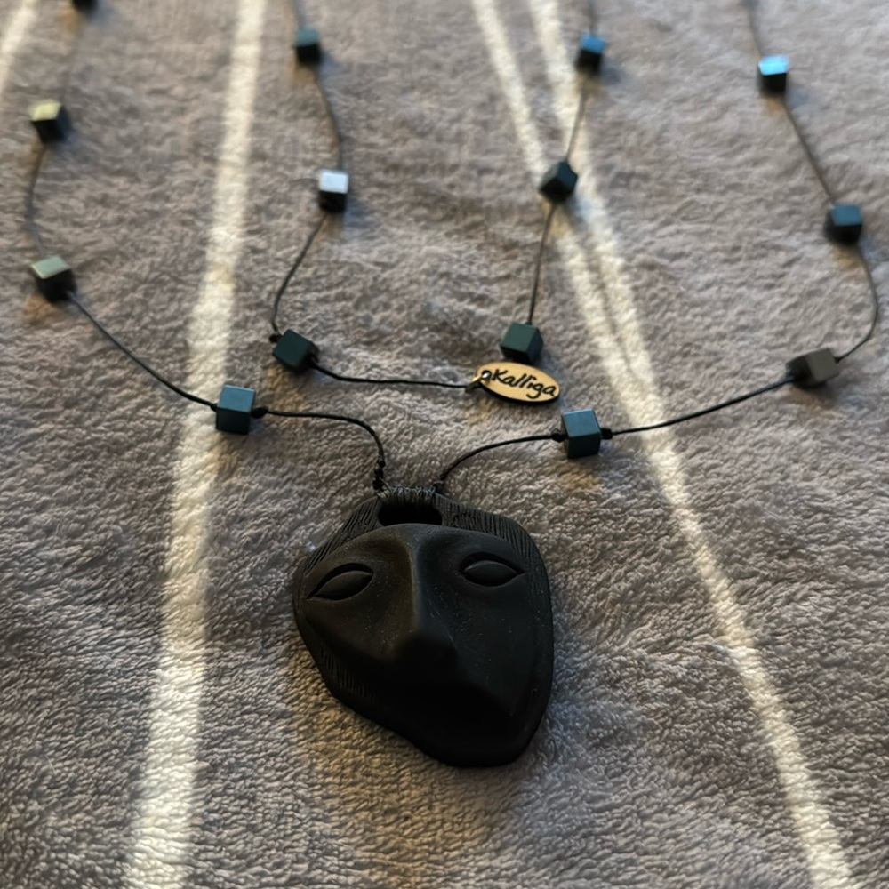 Greek Designer Clay Face Necklace